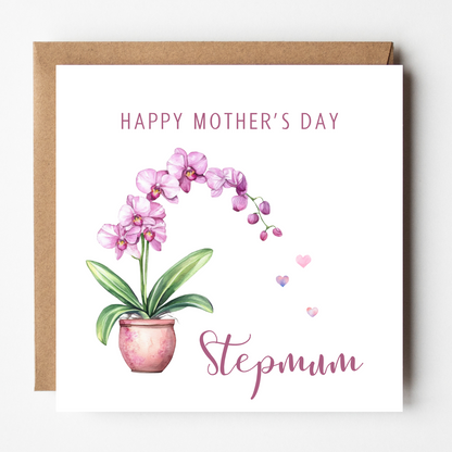 Stepmum Mother's Day Card - Orchid